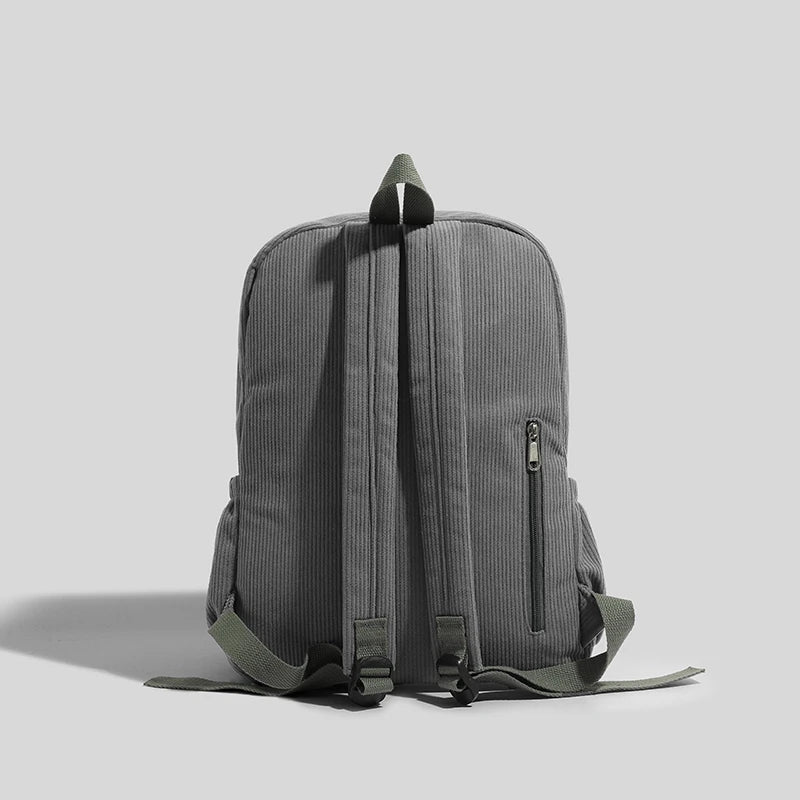 Mochila Fashion em Veludo Cotelê de Grande Capacidade com Alças Ajustáveis — Ideal para Escola, Viagem e Uso Diário