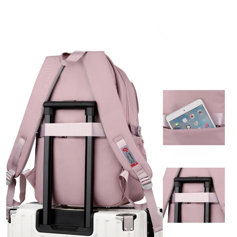 Mochila Escolar Feminina Impermeável com Estampa Fashion — Ideal para Viagem e Uso Diário