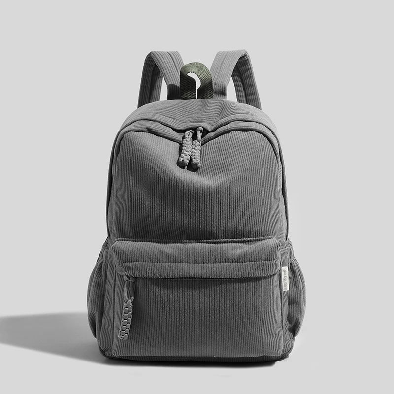 Mochila Fashion em Veludo Cotelê de Grande Capacidade com Alças Ajustáveis — Ideal para Escola, Viagem e Uso Diário